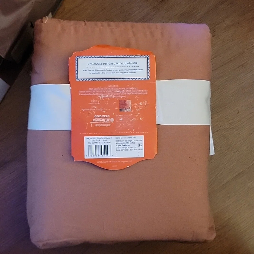 Opalhouse Jungalow solid coral Full percale fringe hem SheetSet 100% Cotton New…